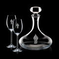 32 Oz. Crystalline Stratford Decanter w/ 2 Wine Glasses